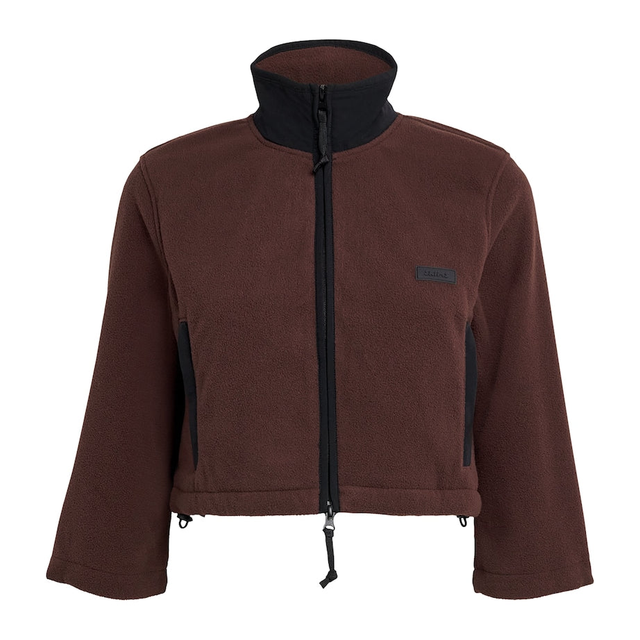 Skims Brown Fleece Zip-Up Cropped Sweatshirt