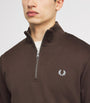 Fred Perry Brown Cotton Quarter-Zip Sweatshirt