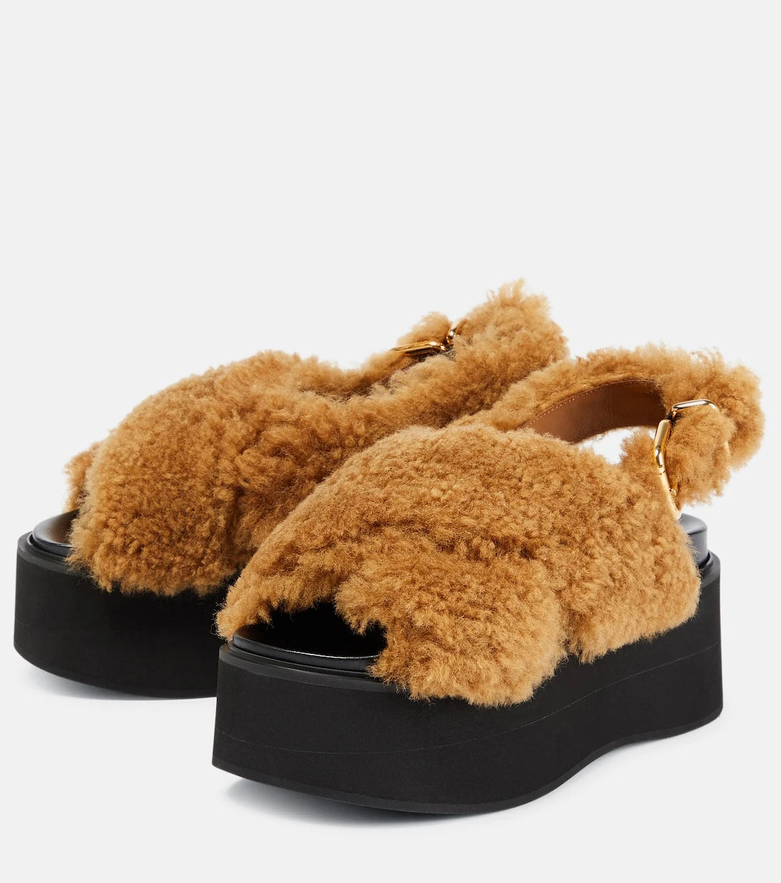 Marni - Fussbett shearling platform sandals