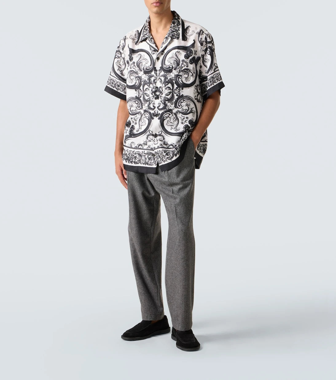 Dolce&Gabbana - Herringbone wool-blend wide-leg pants