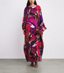 Multi Silk Orchidee Print Maxi Kaftan Dress