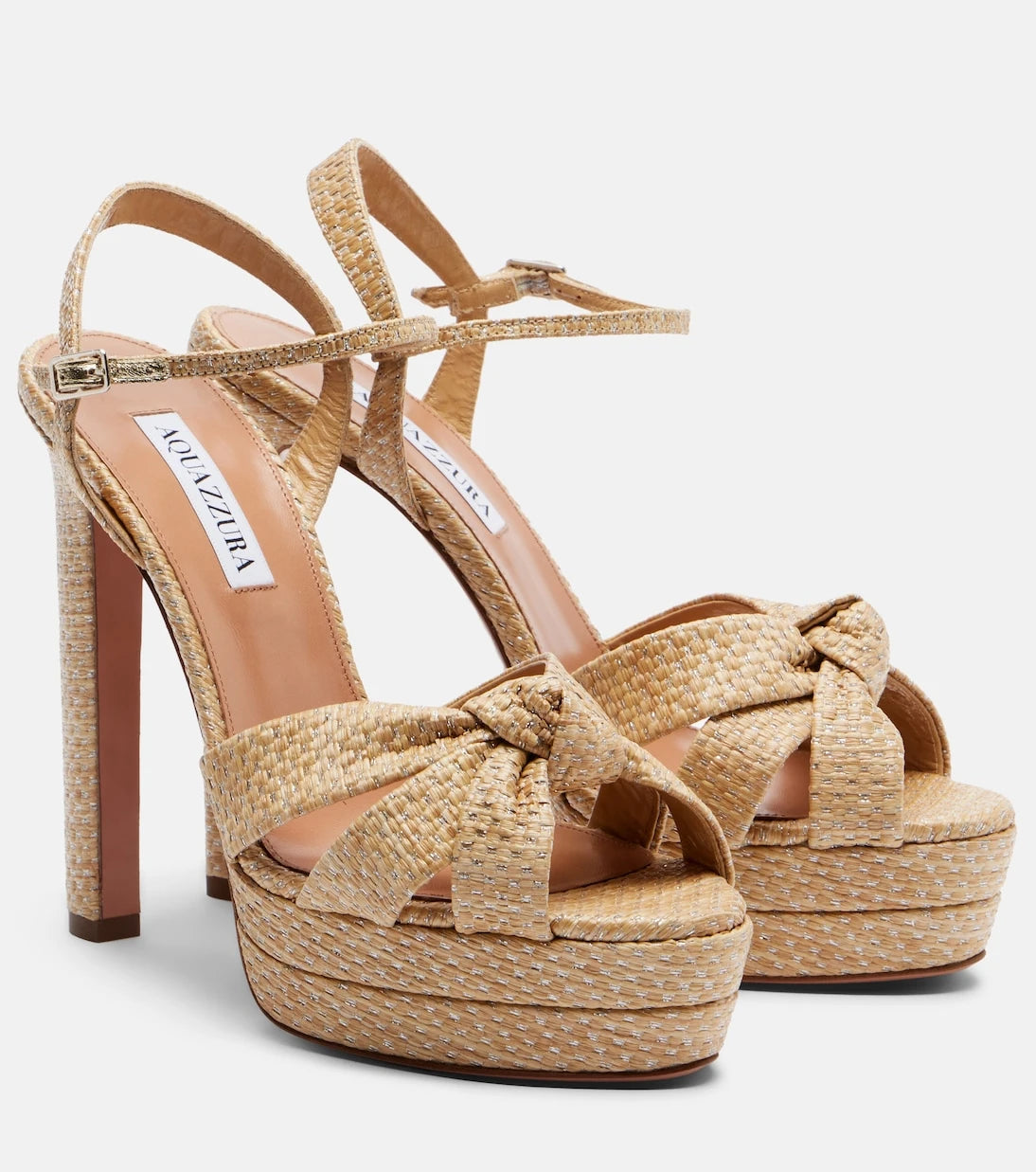 Aquazzura - صندل Nina platform من الرافيا