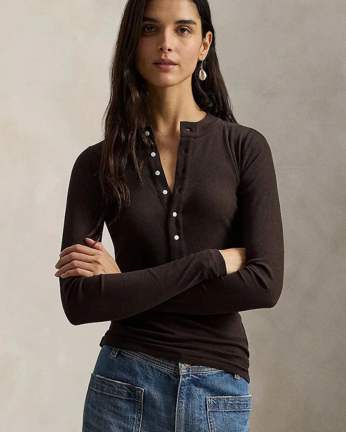 Polo Ralph Lauren uzun kollu kadın pamuklu bluz