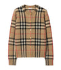 Beige Cashmere-Wool Check Cardigan