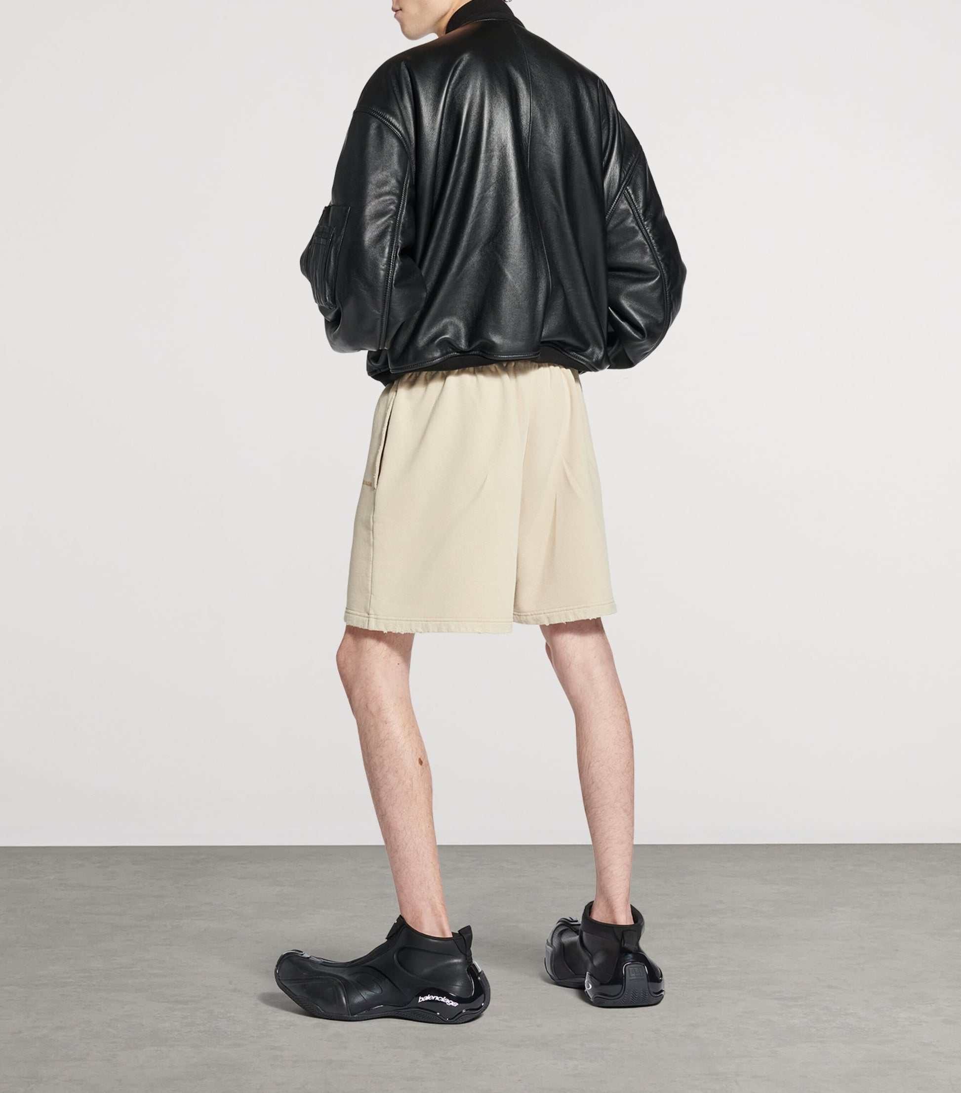 Balenciaga Beige Cotton Logo Shorts