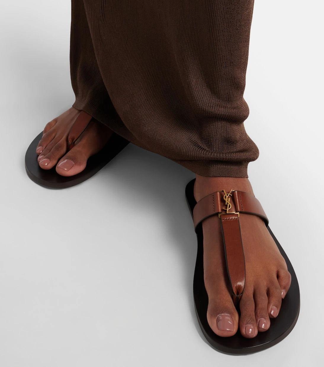 Saint Laurent - Cassandre leather thong sandals