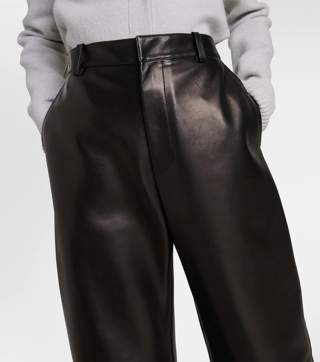 Bottega Veneta - High-rise leather wide-leg pants