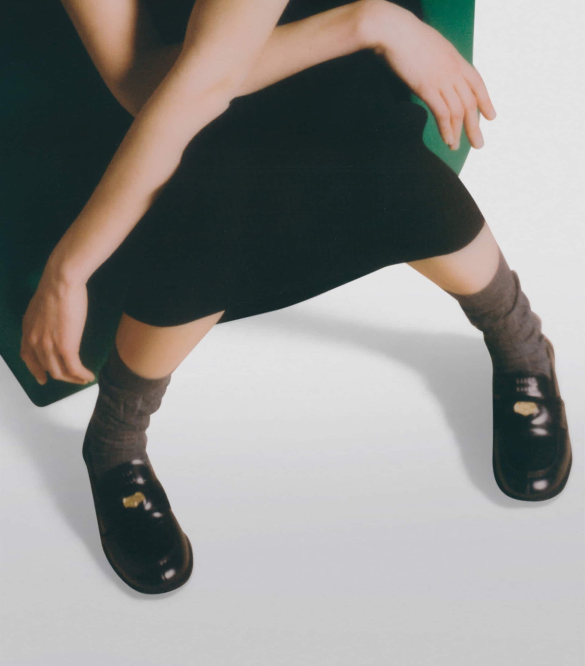 Black Brushed-Leather Embossed Loafers