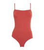 Orange Square-Neck Aquarelle Swimsuit