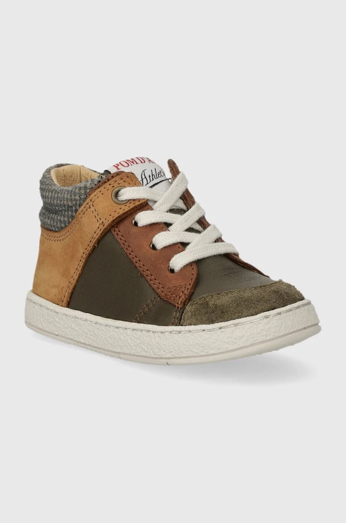 Детски половинки обувки от кожа Pom D'api MOUSSE ZIP TREK