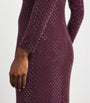 Self-Portrait Burgundy Crystal Long-Sleeve Maxi Dress