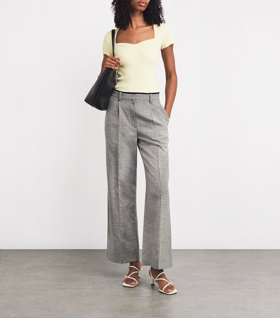 Maje Black Wide-Leg Tailored Trousers