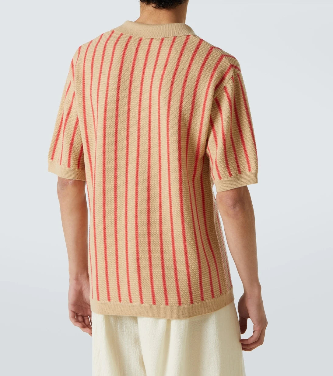 King & Tuckfield - Striped knitted wool bowling shirt