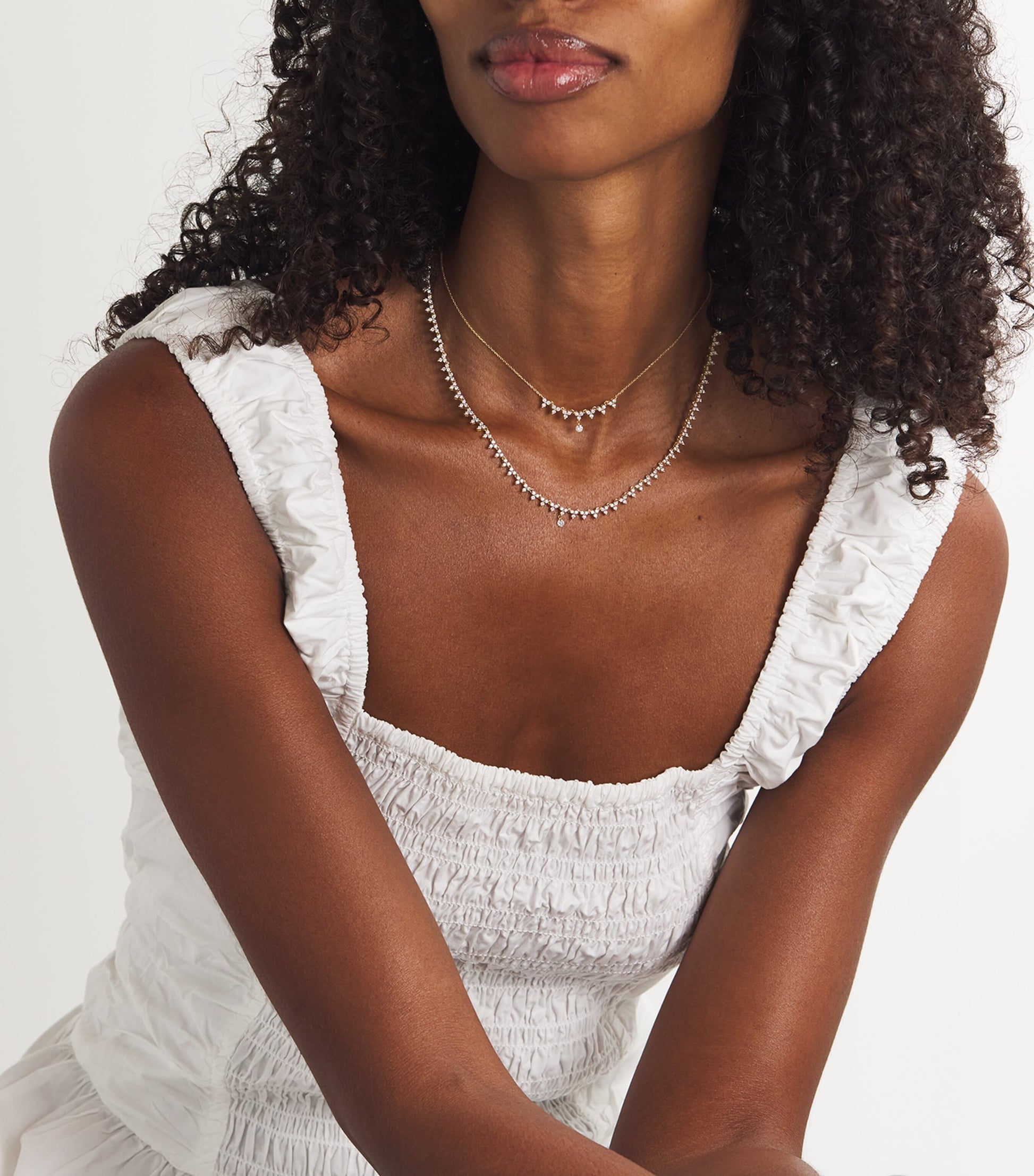 Persée Yellow Gold and Diamond Triangle Tennis Necklace