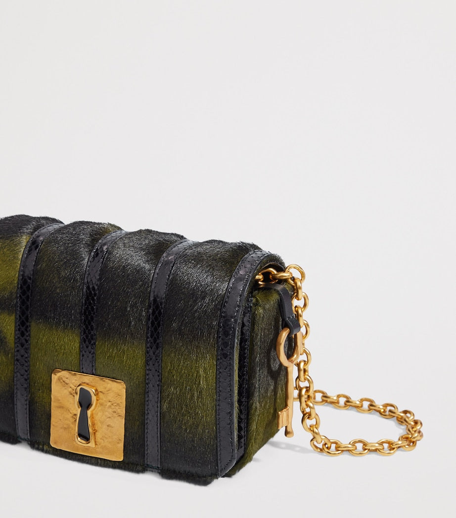 Pony Hair-Snakeskin Schiap Clutch Bag