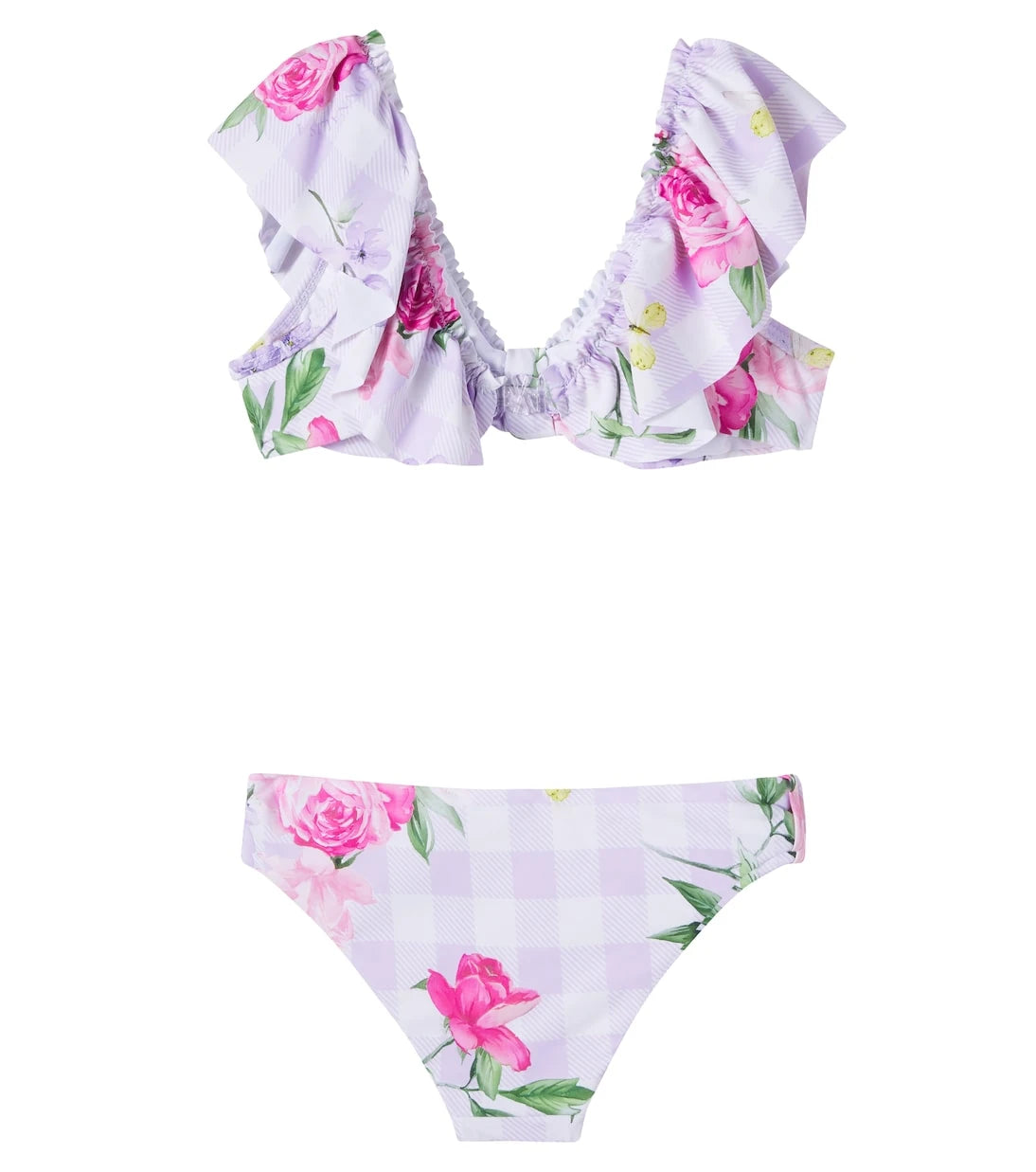 Monnalisa - Floral gingham ruffled bikini