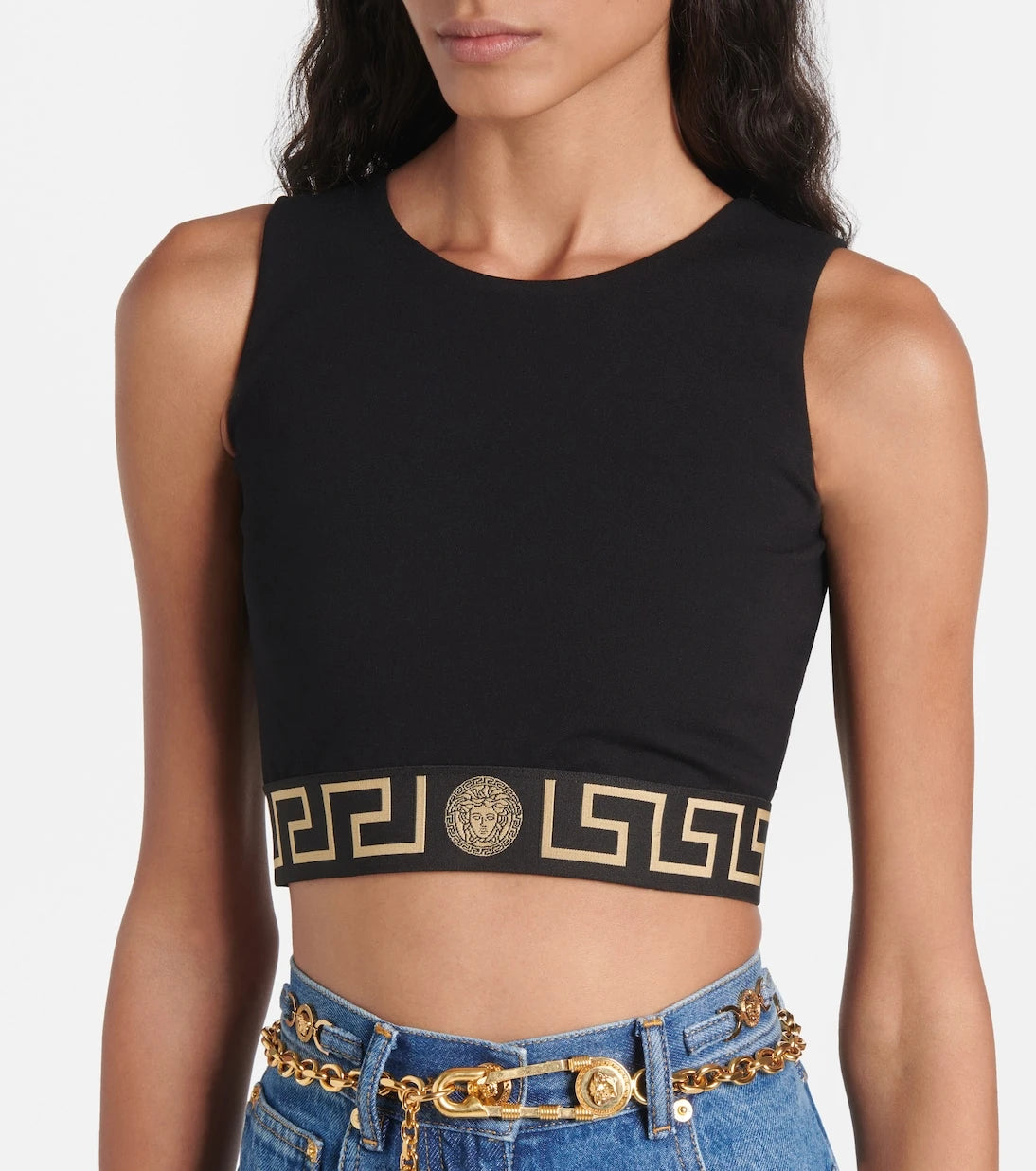 Versace - Greca Border cropped tank top