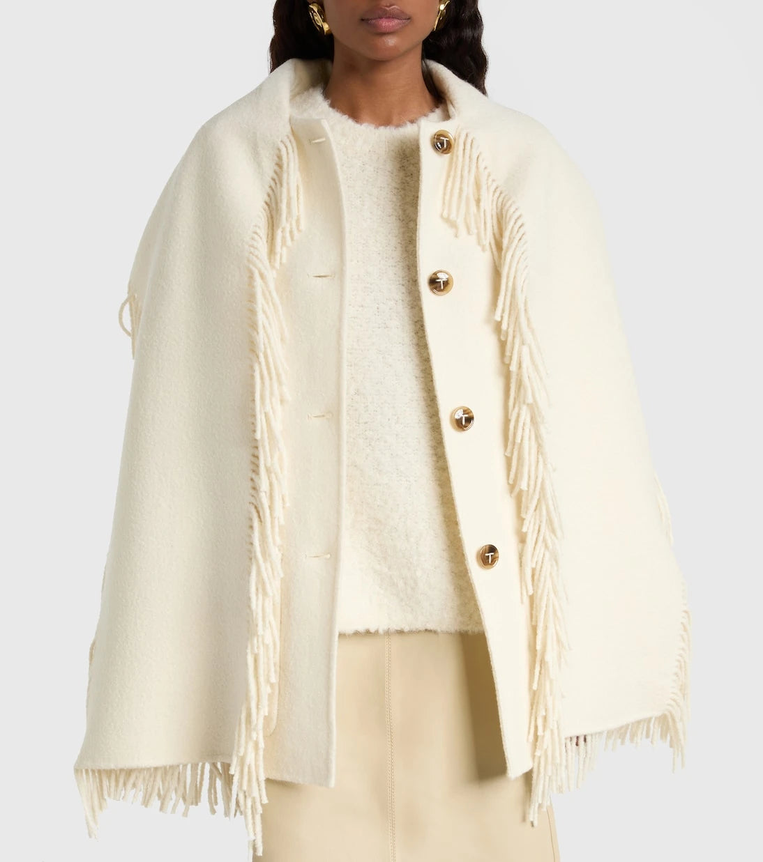 Toteme - Fringed wool-blend scarf jacket