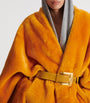 Gold Shearling Belted Wrap Coat