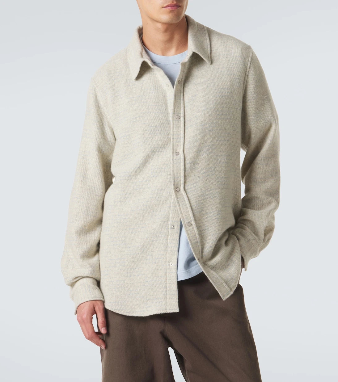 God's True Cashmere - Checked cashmere shirt with quartz