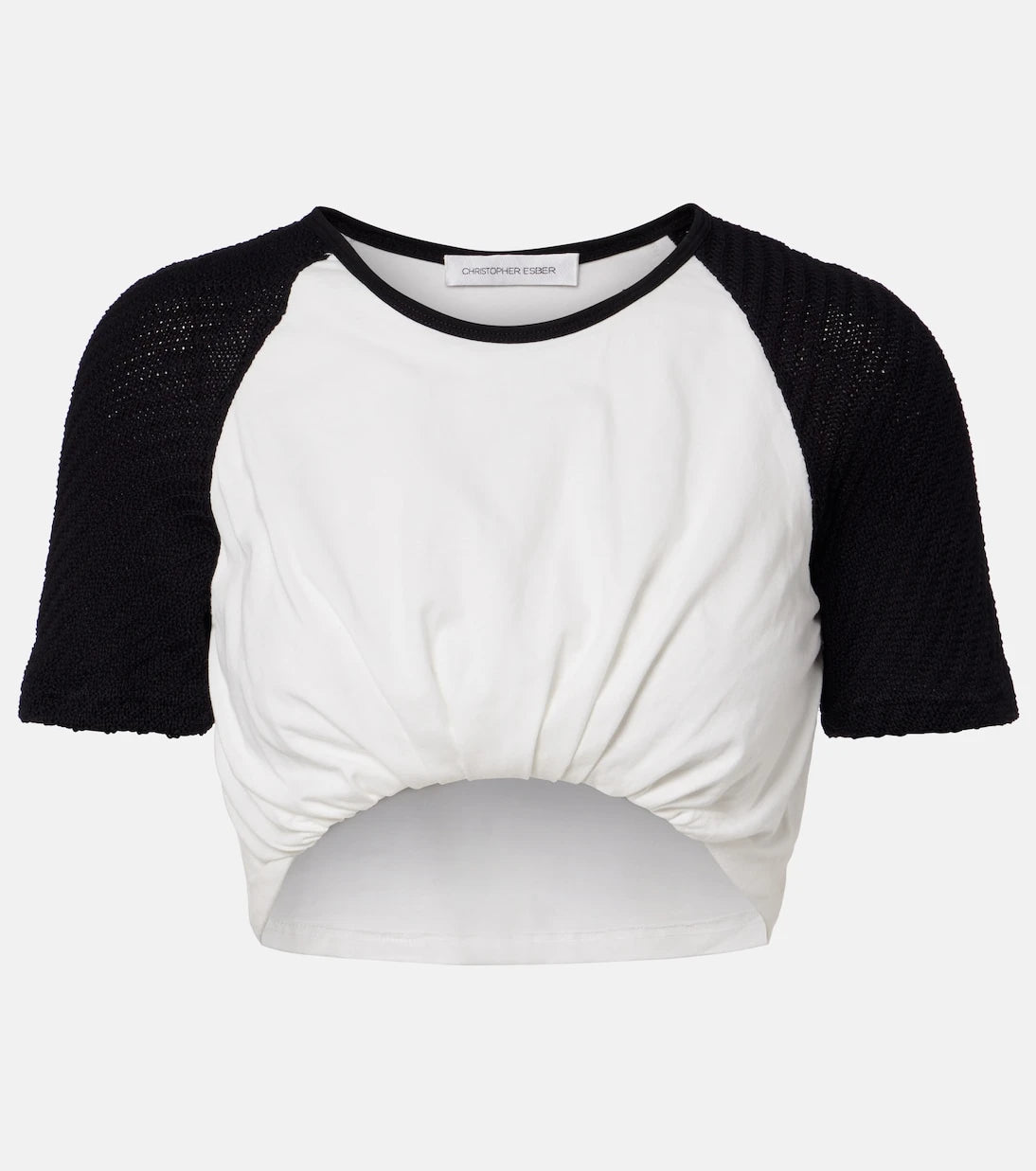 Christopher Esber - Gathered cotton jersey crop top