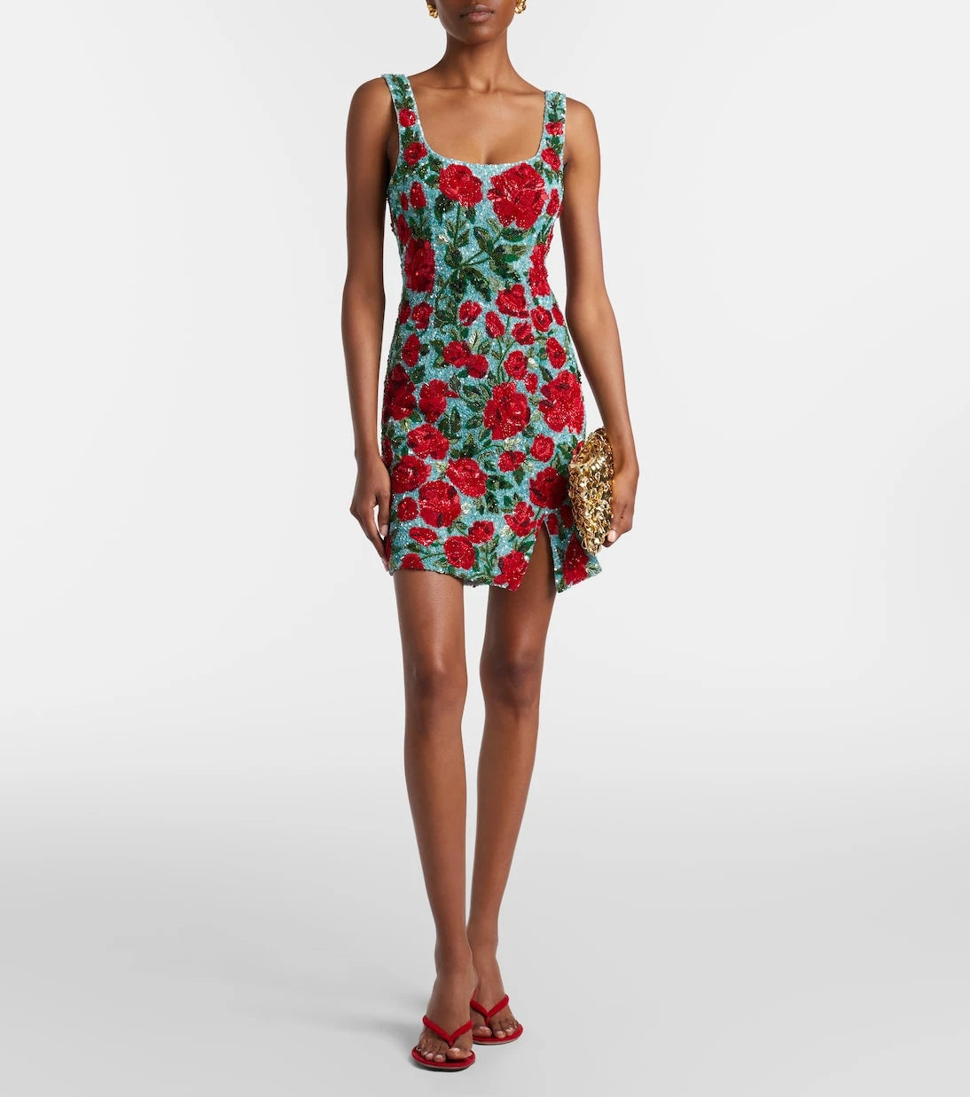 Là Fuori - Crimson Rose sequined minidress