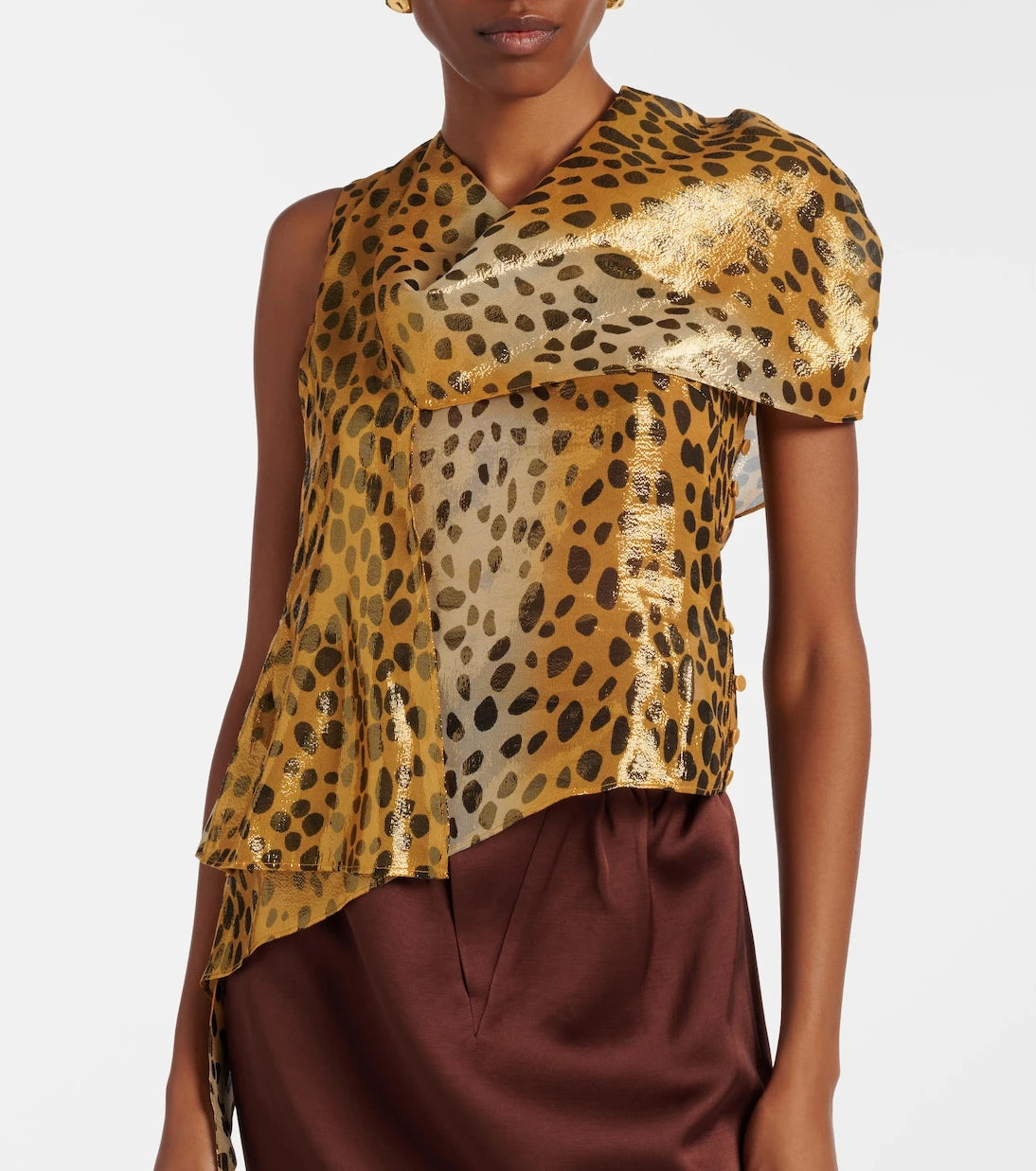 Jacques Wei - Silk-blend lamé top