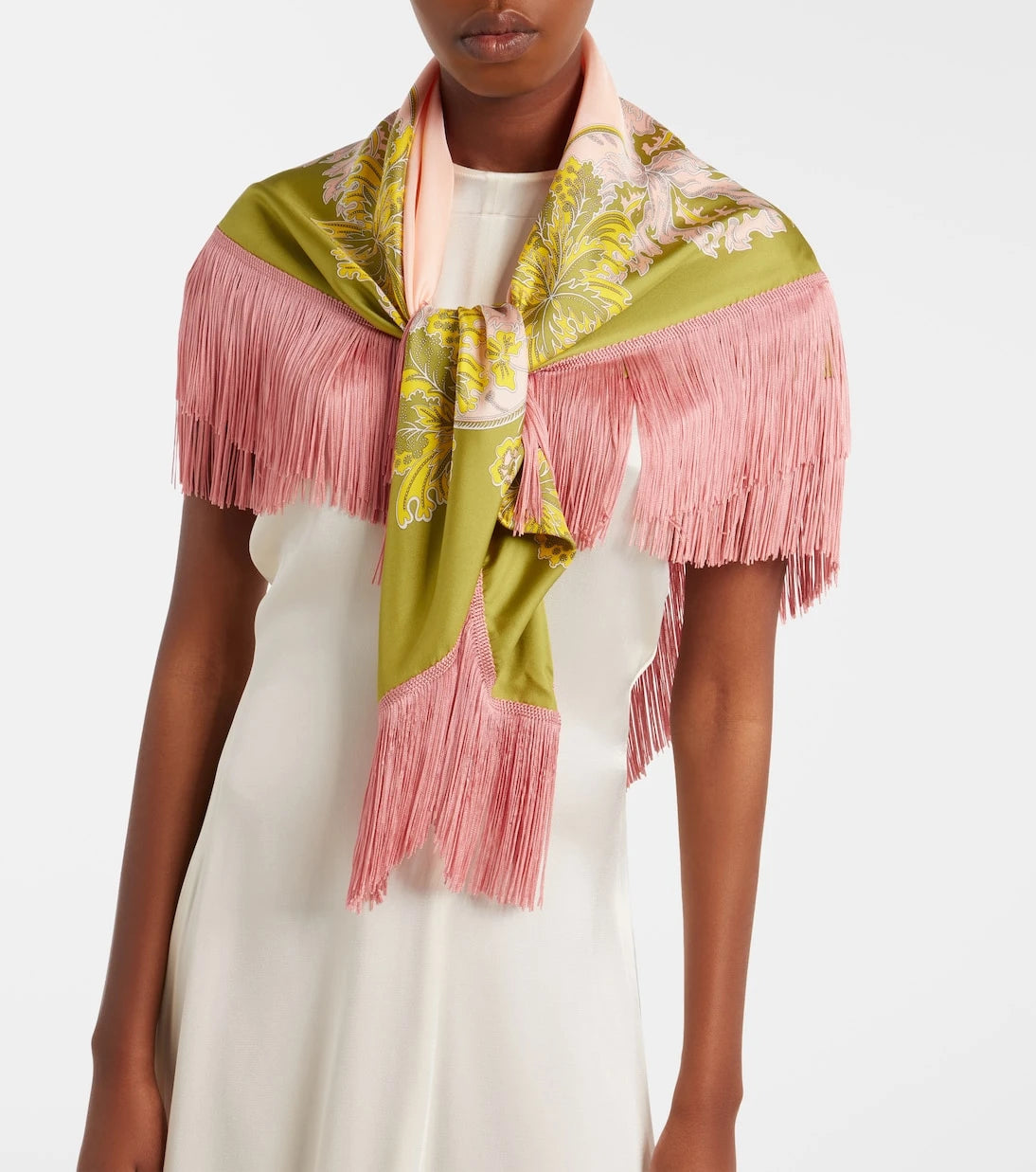 La DoubleJ - Fringed printed silk twill scarf