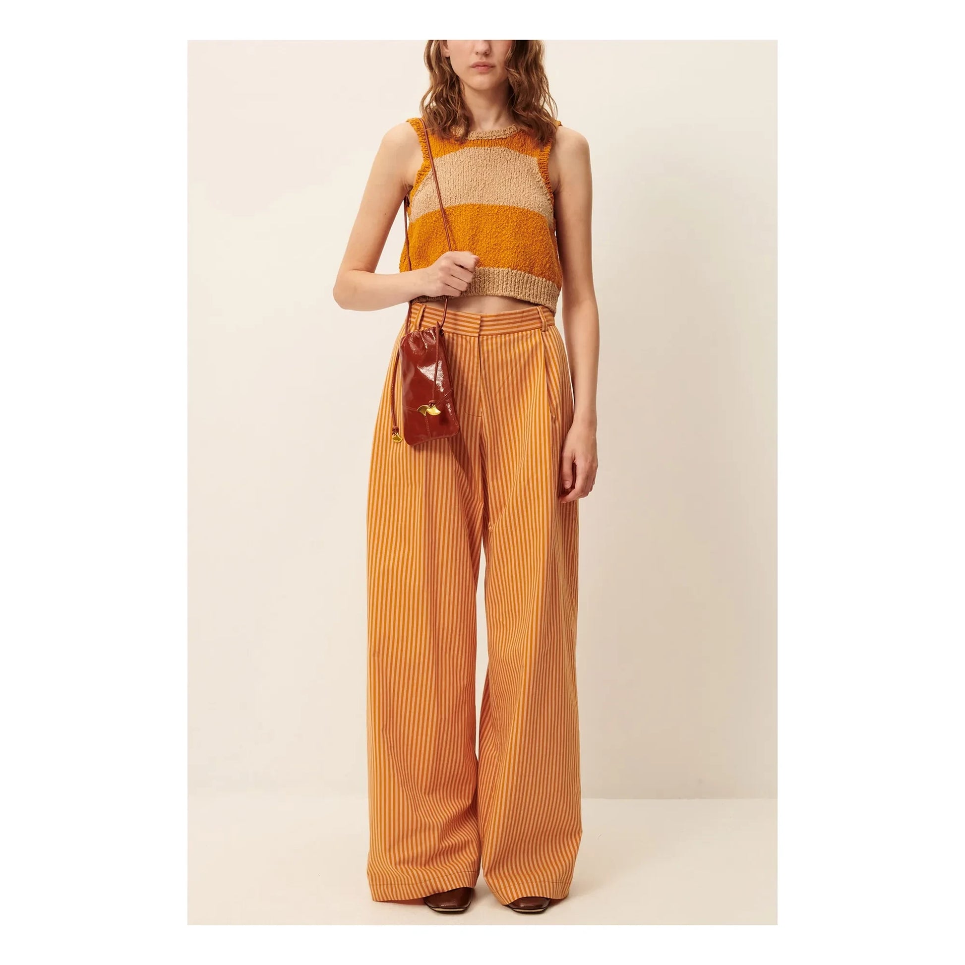 Sessùn - Provencia Cotton Stripe Pants | Orange