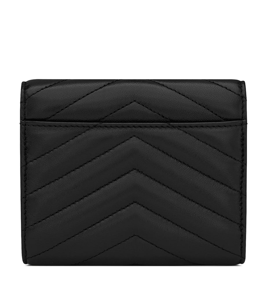 Saint Laurent Black Monogram Metalassé Trifold Wallet