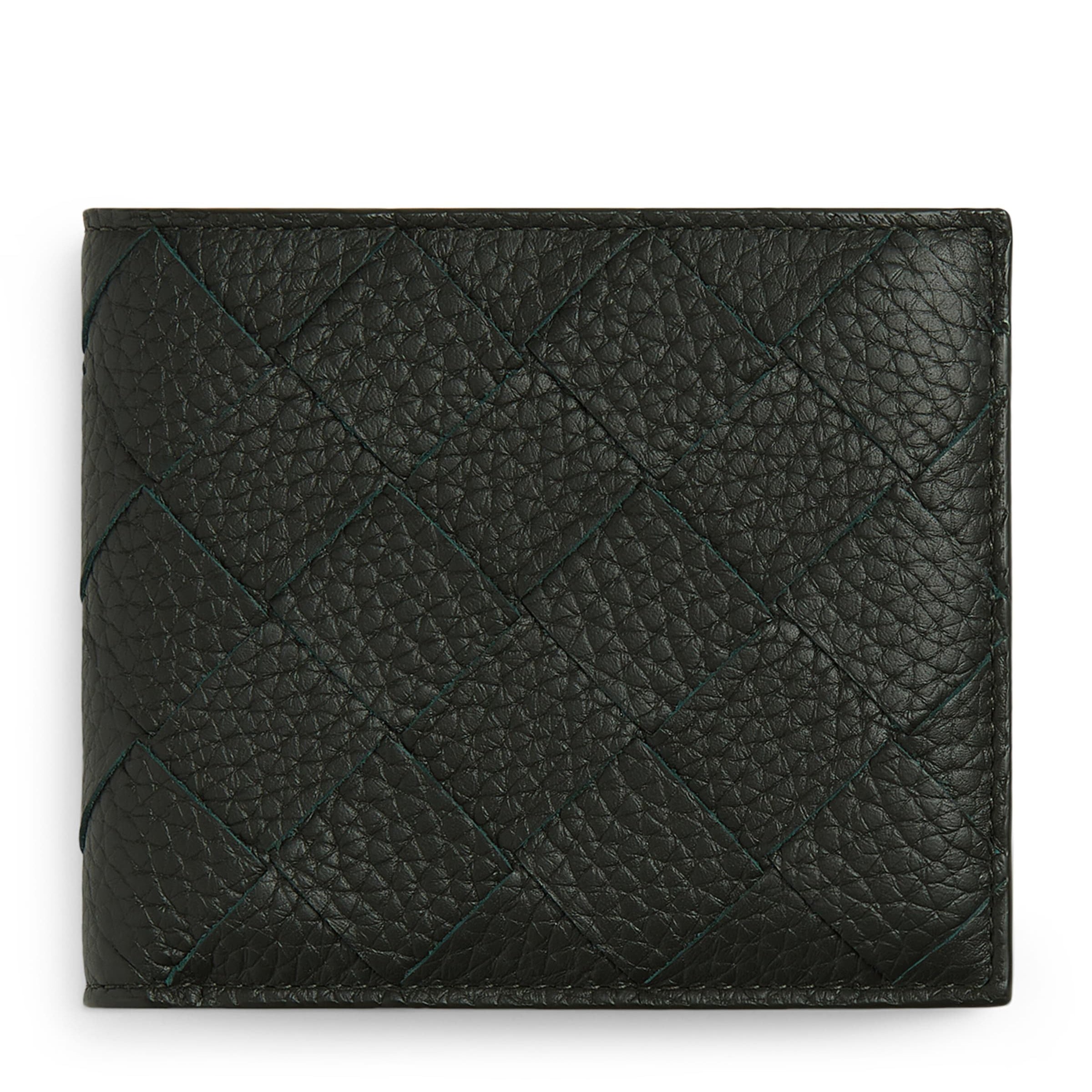 Bottega Veneta Grained Leather Intrecciato Bifold Wallet