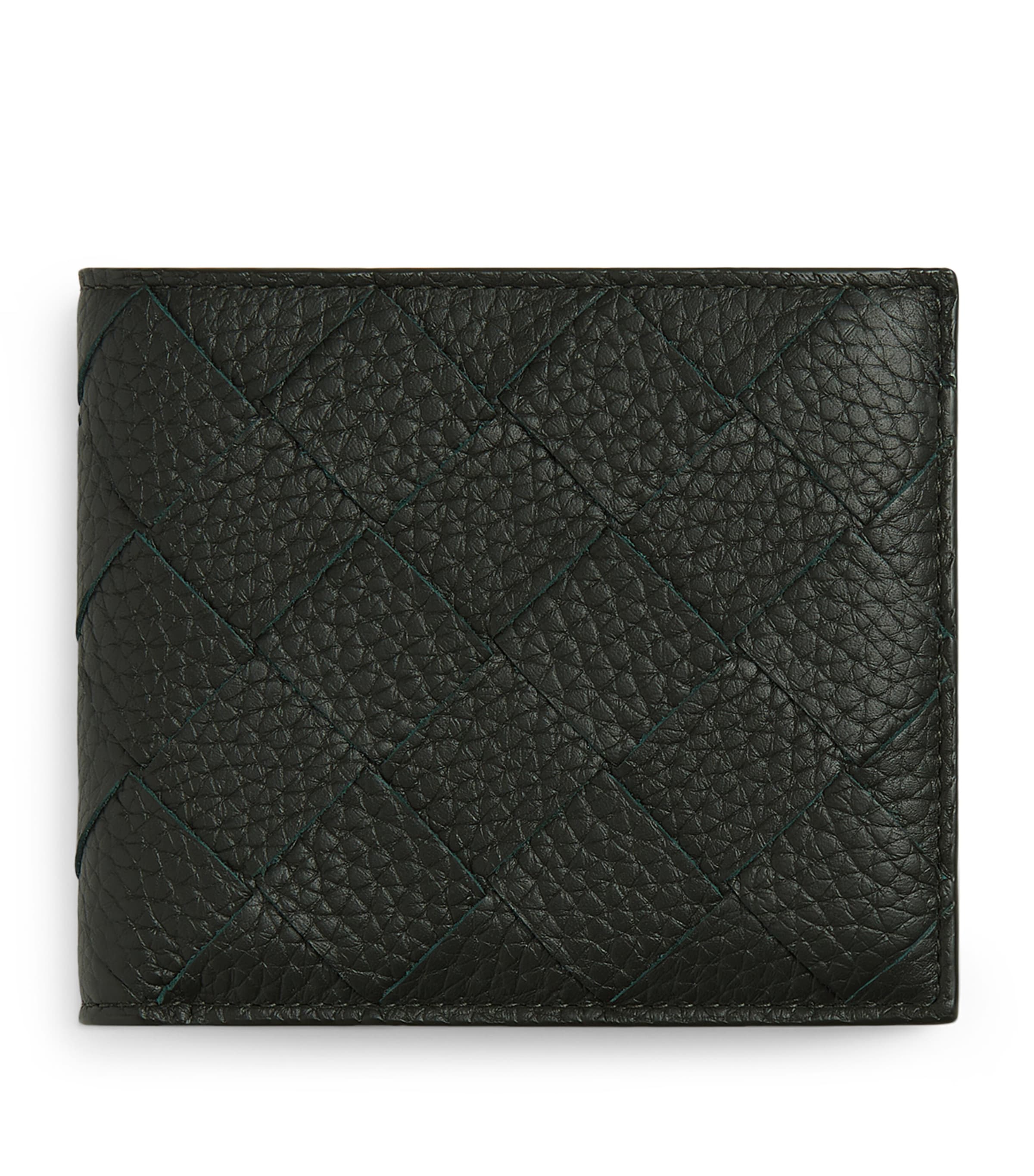 Bottega Veneta Grained Leather Intrecciato Bifold Wallet