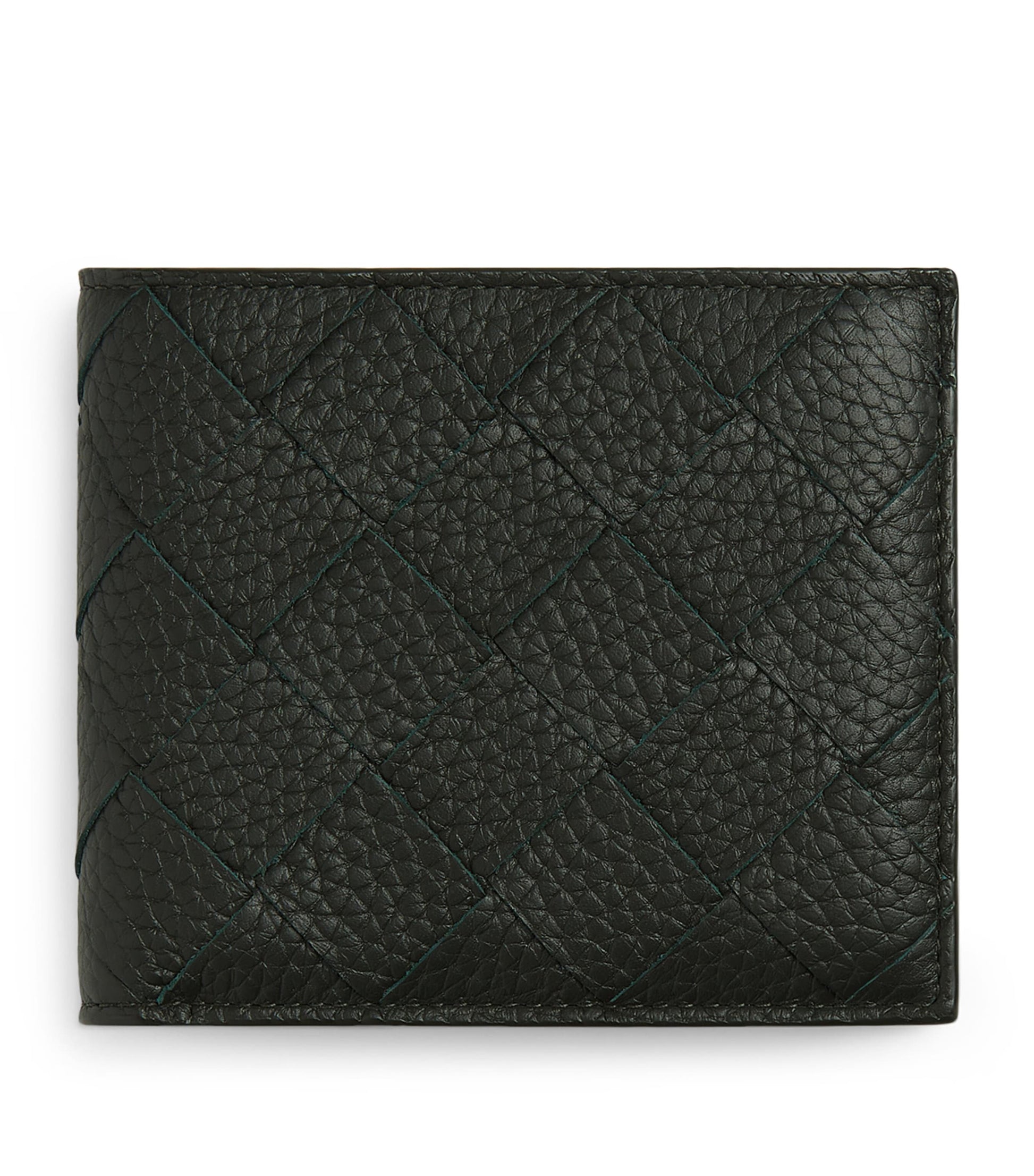 Bottega Veneta Grained Leather Intrecciato Bifold Wallet