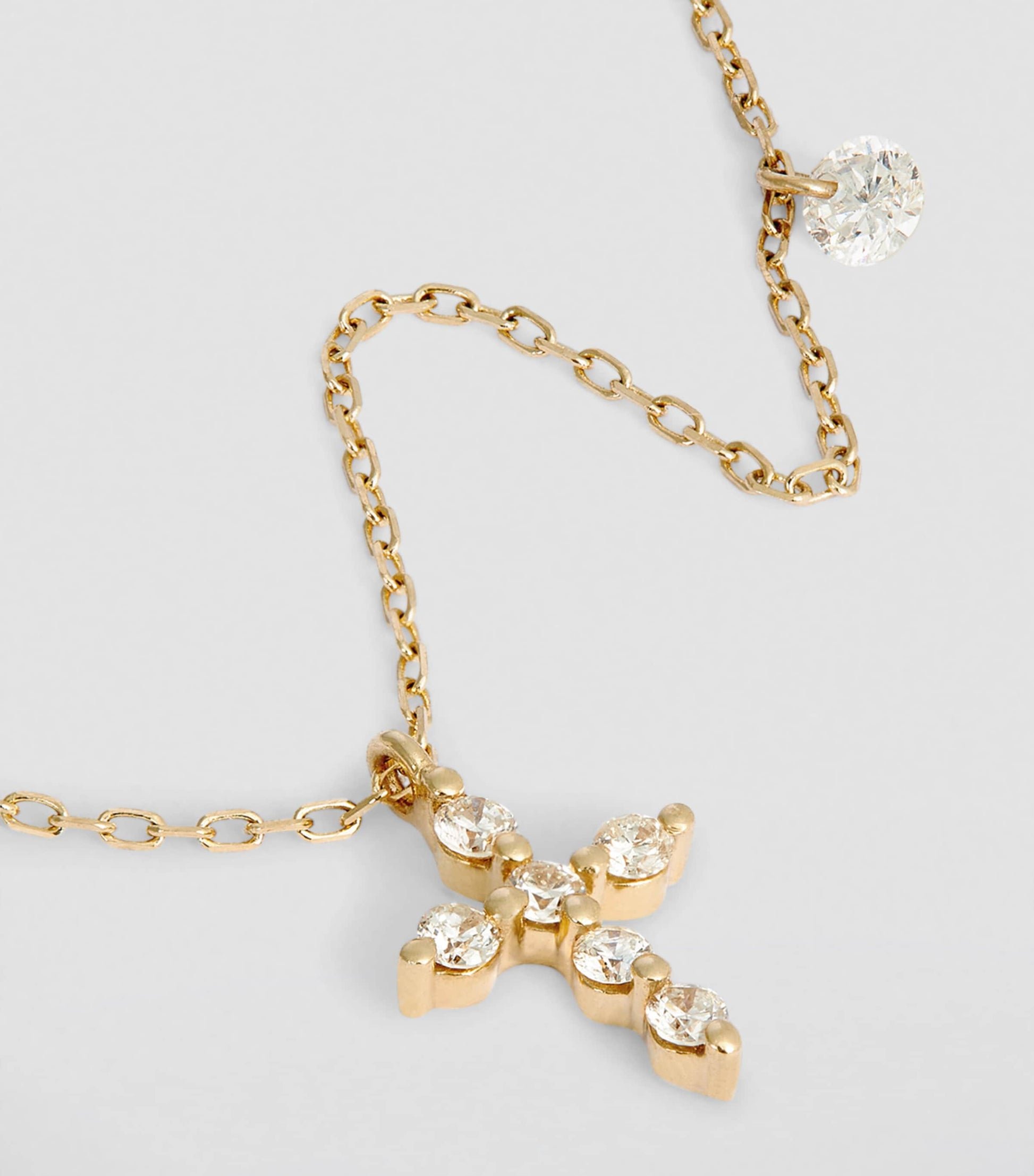 Persée Yellow Gold and Diamond Symbols Cross Necklace