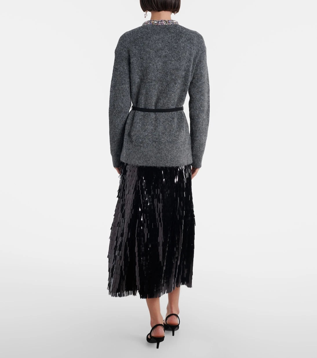 Self-Portrait - Sequined high-rise midi skirt