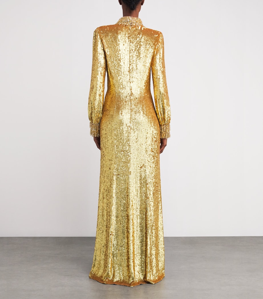 Gold Sequin Embellished Opium Gown