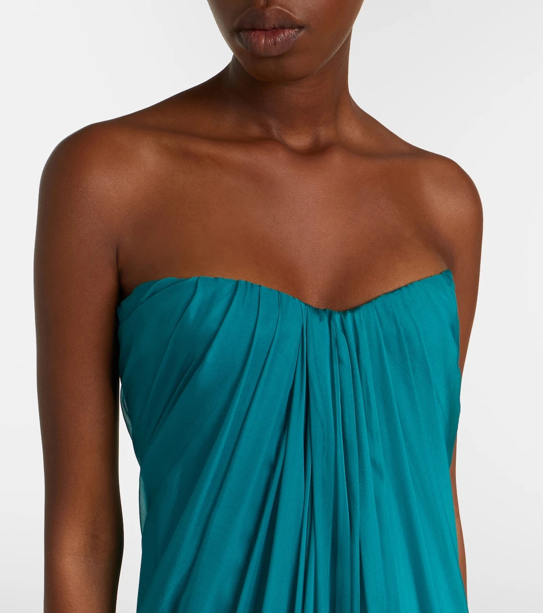 McQueen - Draped silk chiffon bustier gown