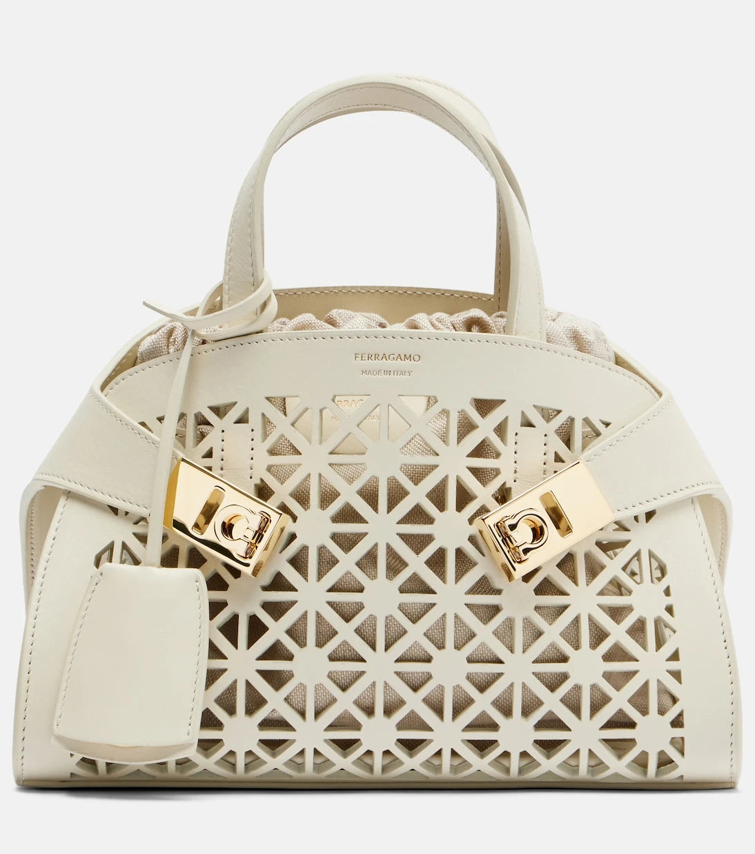 Ferragamo - Hug Mini laser-cut leather top-handle bag