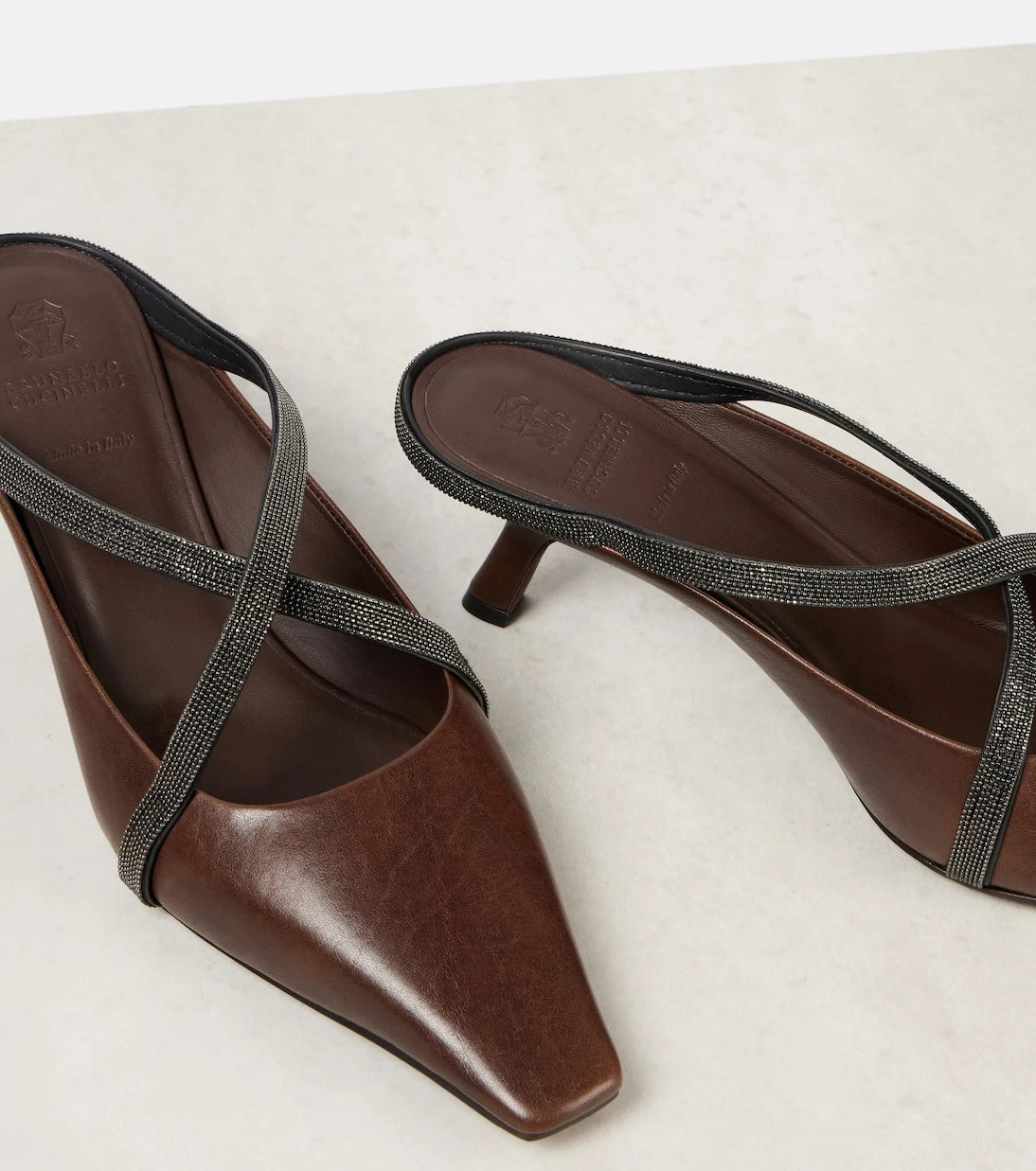 Brunello Cucinelli - Monili leather mules