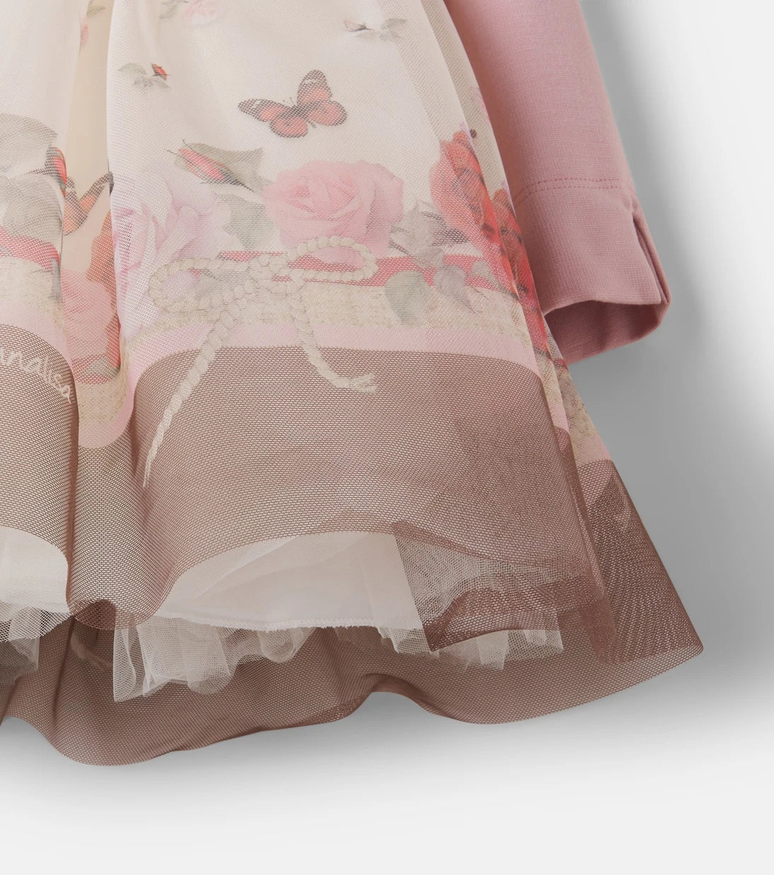 Monnalisa - Belted printed ruffled dress