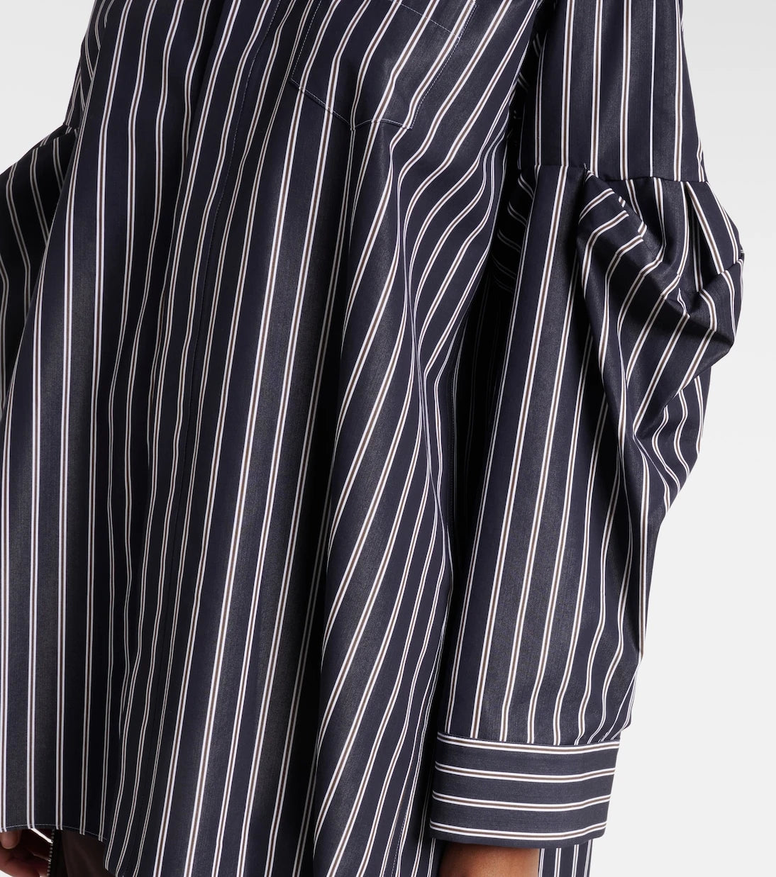 Sacai - قميص مخطط كبير الحجم من مزيج القطن