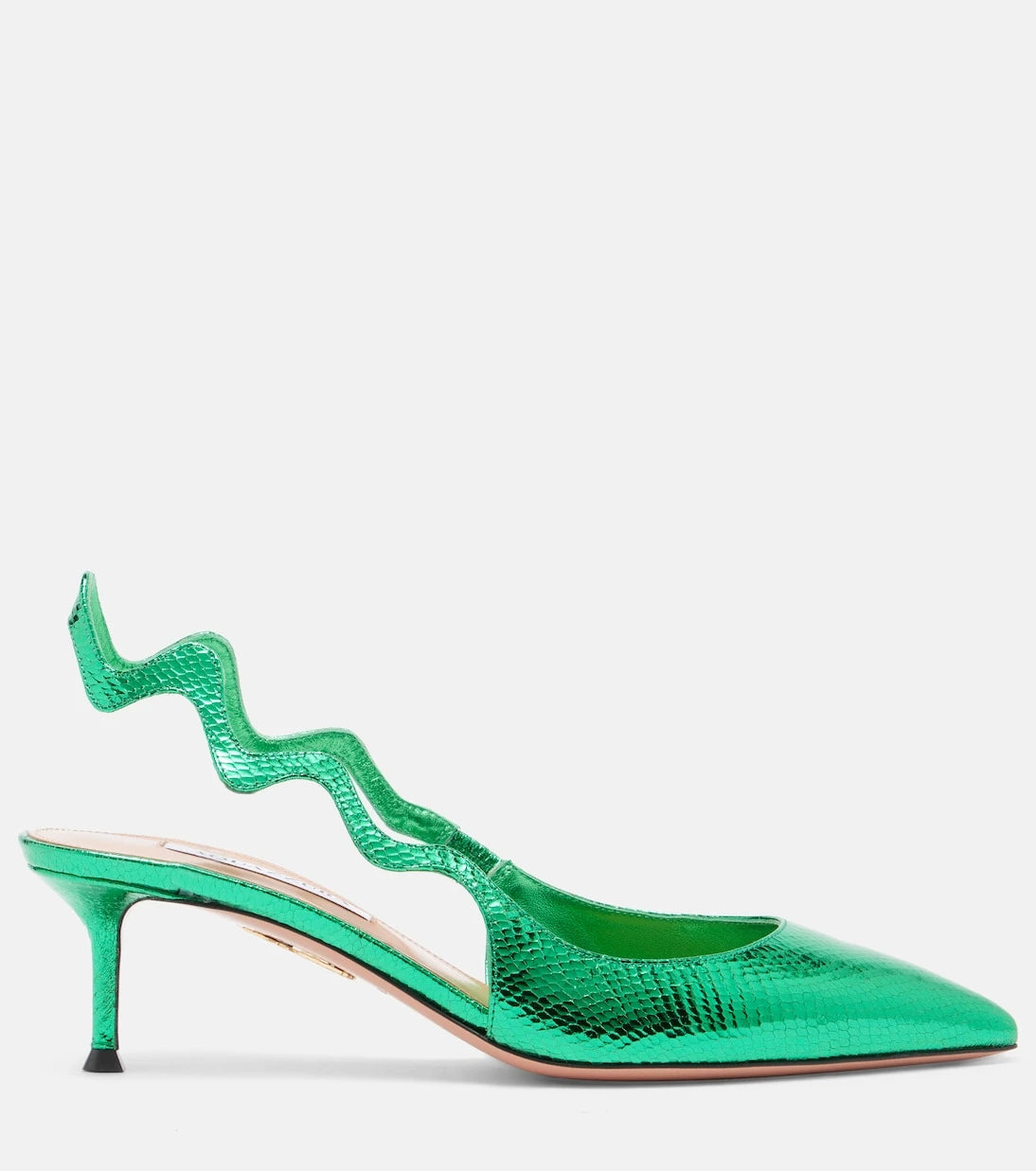 Aquazzura - حذاء أرتيست 50 بكعب راقص من الجلد المعدني