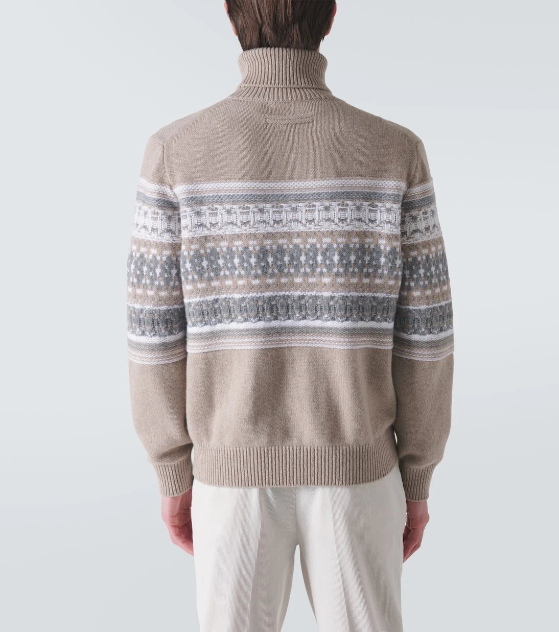 Zegna - سترة صوف الكشمير الياقة المدورة الجاكار