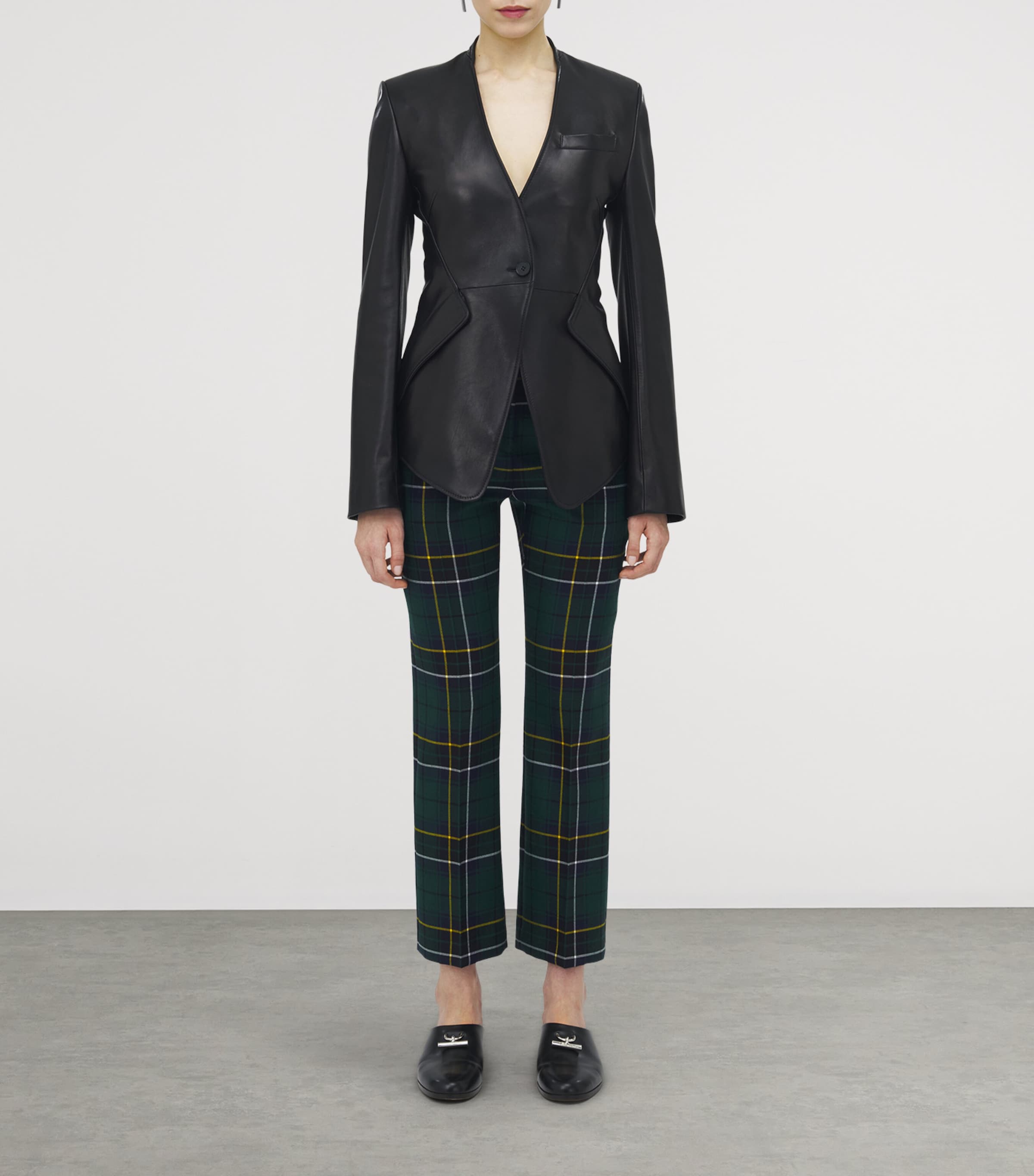 McQueen Black Leather Peplum Jacket