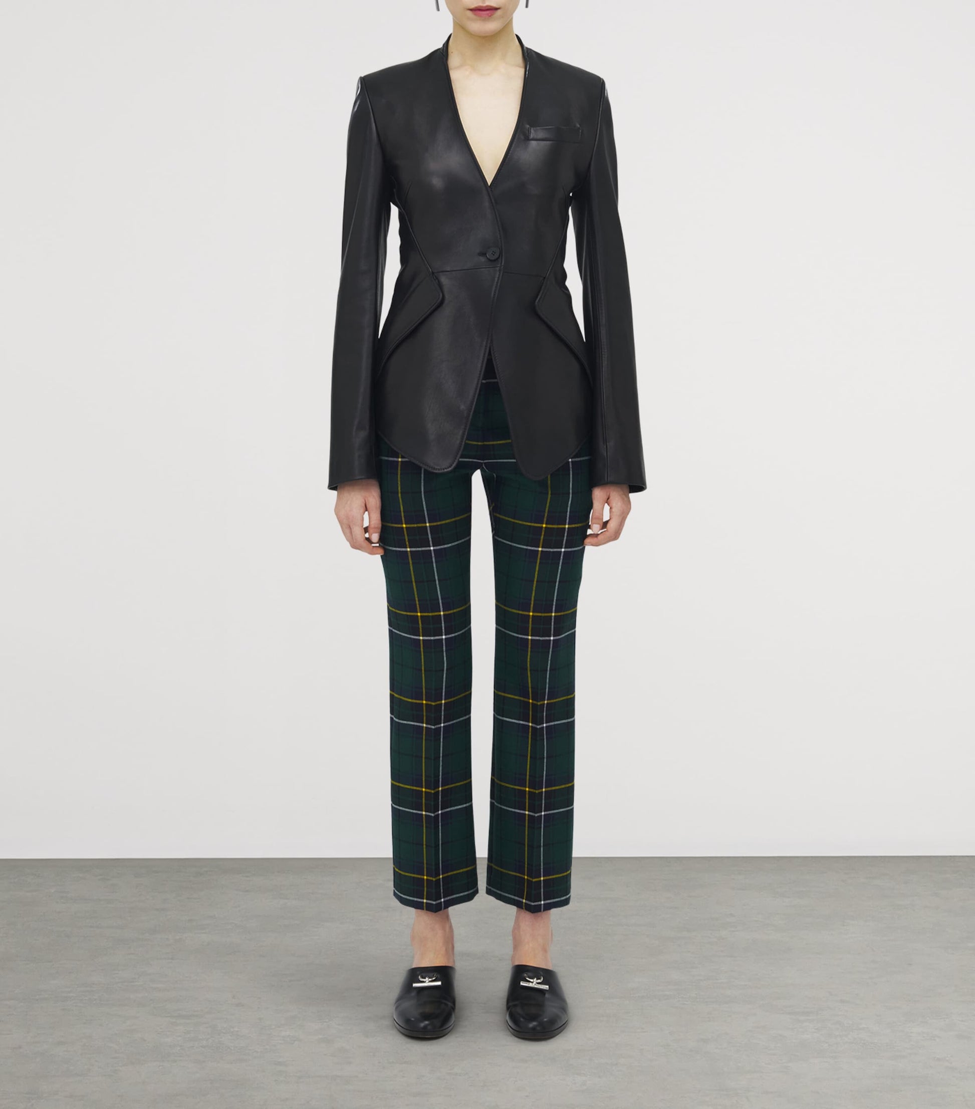 McQueen Black Leather Peplum Jacket