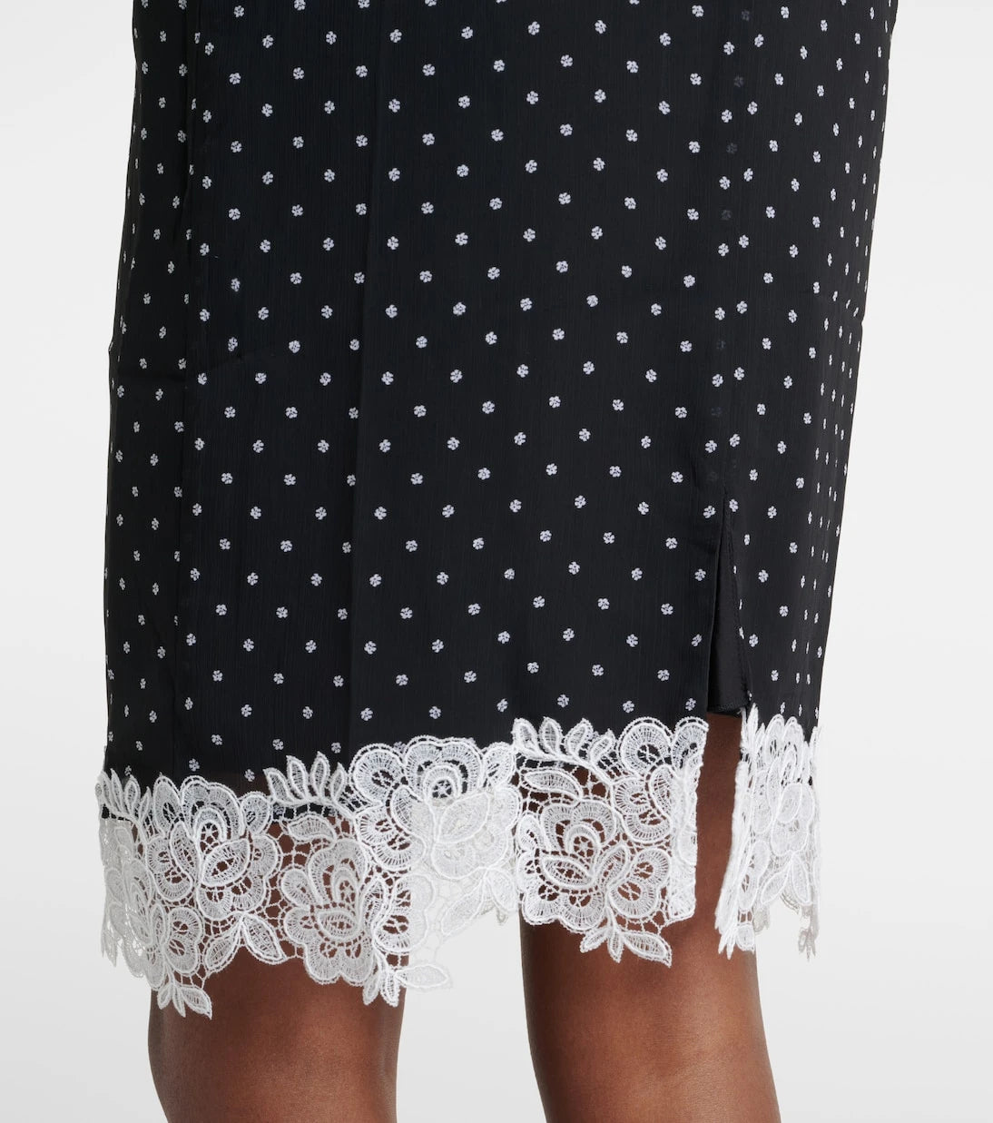 Rotate - Lace-trimmed polka-dot pencil skirt