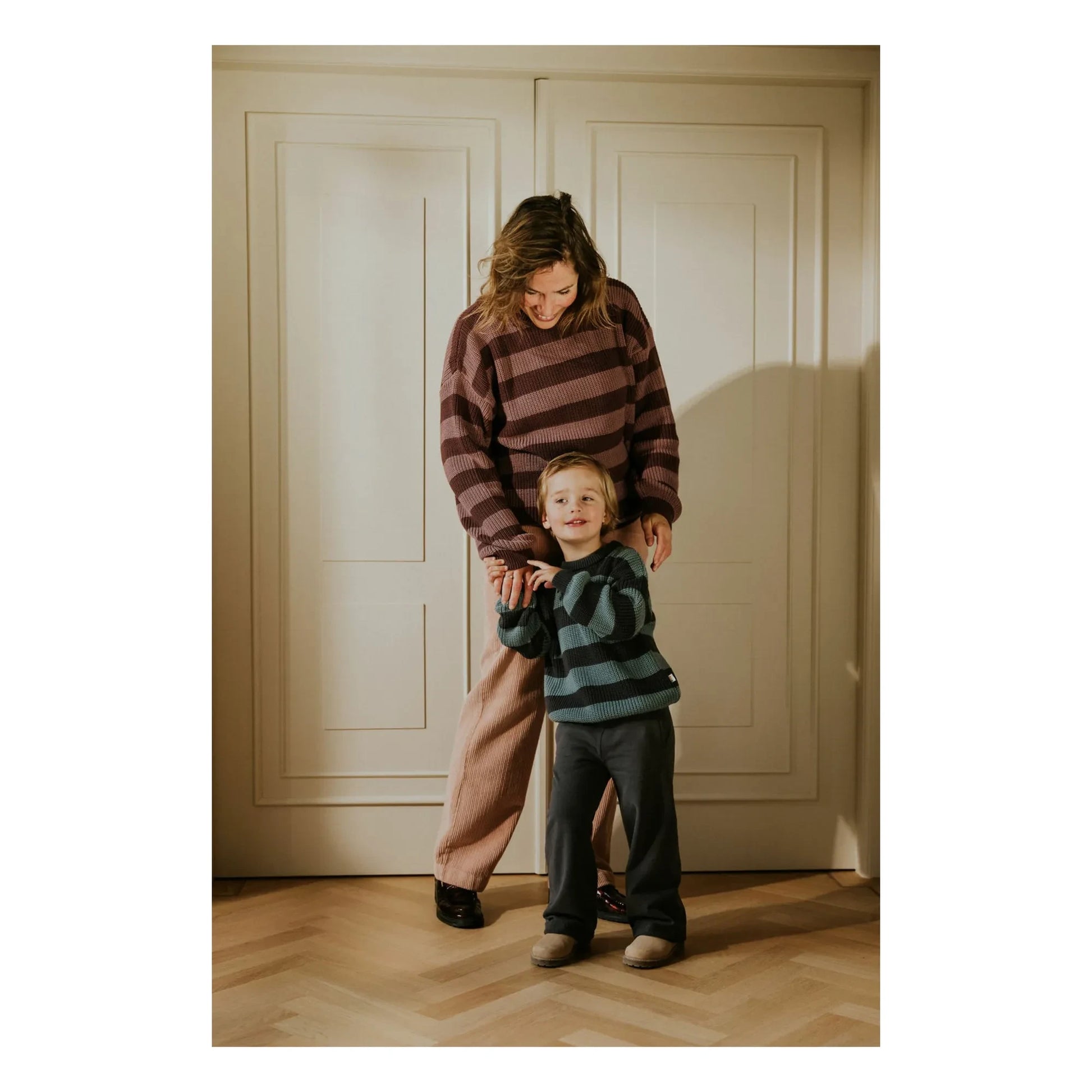 Yuki - Stripes Organic Cotton Sweater | Grey blue