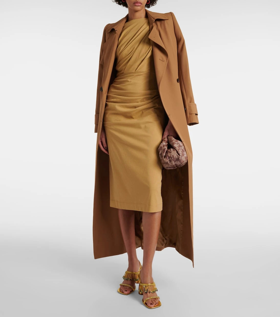 Dries Van Noten - Gathered cotton jersey midi dress