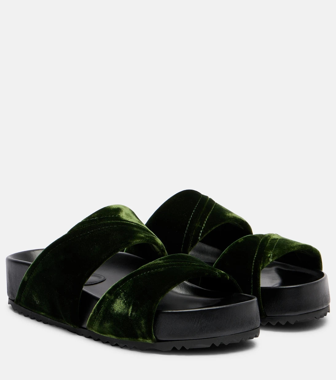 Dries Van Noten - Leather-trimmed velvet slides