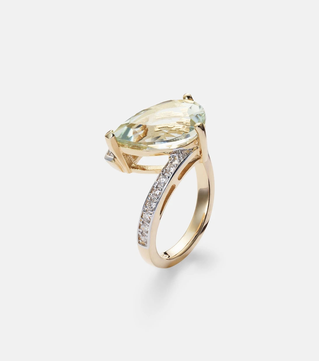 Mateo - Slanted 14kt gold ring with amethyst and diamonds